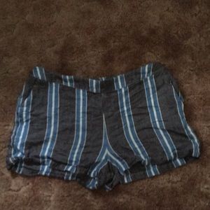 Gray, Blue and White Striped, Cloth Shorts